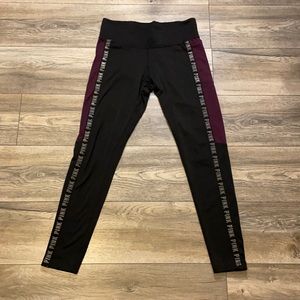 Victoria’s Secret PINK Black/burgundy leggings M